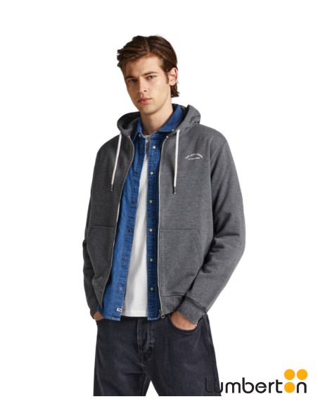 Sudadera Capucha Cremallera Gris LetrasMEHMET