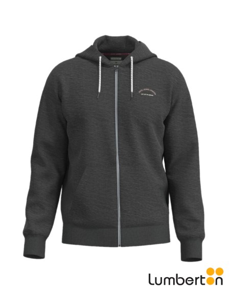 Sudadera Capucha Cremallera Gris LetrasMEHMET