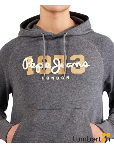 Sudadera Capucha Gris Letras Pepe Y AñoMEIERH