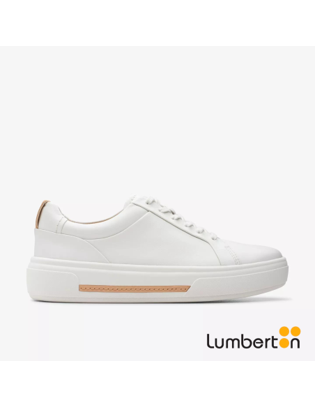 Zapatilla Piel Blanca Detalles Camel HOLLYB CLARKS