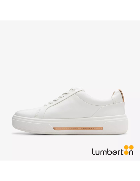 Zapatilla Piel Blanca Detalles Camel HOLLYB CLARKS