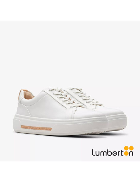 Zapatilla Piel Blanca Detalles Camel HOLLYB CLARKS