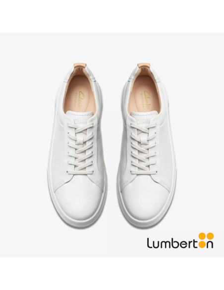 Zapatilla Piel Blanca Detalles Camel HOLLYB CLARKS