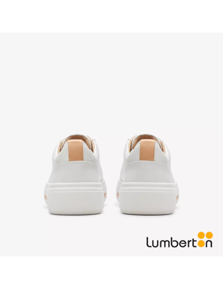 Zapatilla Piel Blanca Detalles Camel HOLLYB CLARKS
