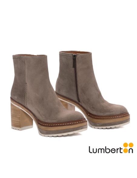 Botín Tacón Piel Topo OLIVIAT