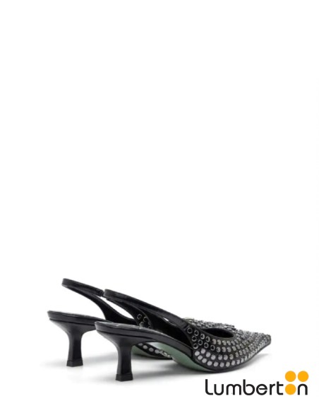 Stiletto negro Tachuelas y tacón de punta 860005S