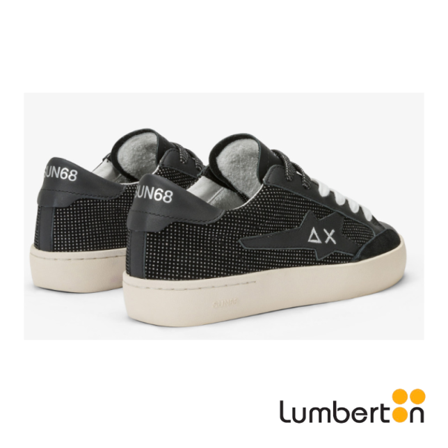 Zapatilla Piel Negra Puntos Plata...