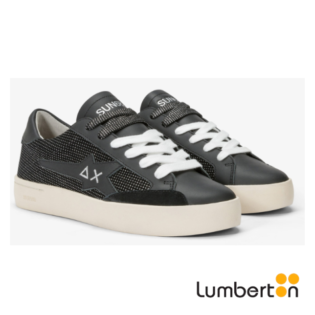 Zapatilla Piel Negra Puntos Plata...