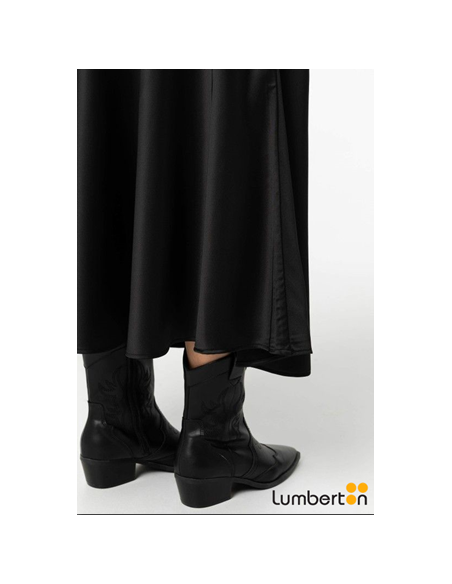 Falda Satén Larga Verde PlatinaTORONTOP