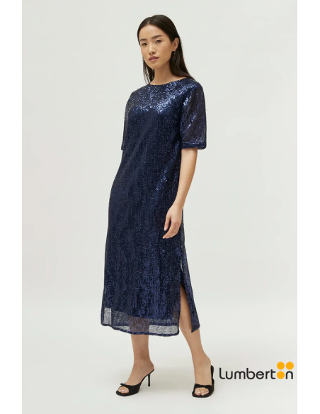 Vestido Largo Lentejuela Azul 41316