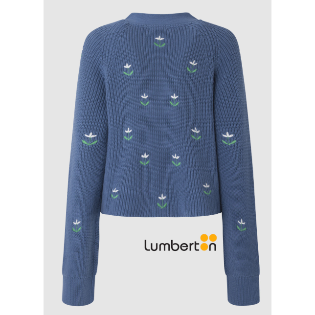 Chaqueta Corta  Azul Bordado FlorGREER