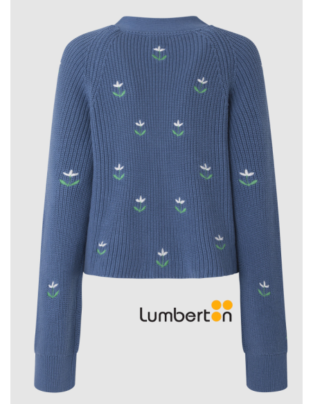 Chaqueta Corta  Azul Bordado FlorGREER