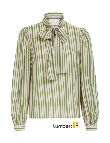 Camisa Rayas Verdes Y Beig Lazo Cuello MultiSADIE