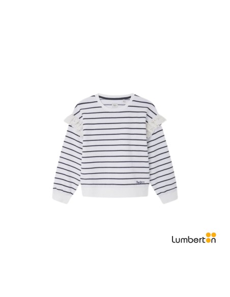 Sudadera Blanca Rayas Marino Volante MangasONA