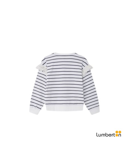 Sudadera Blanca Rayas Marino Volante MangasONA