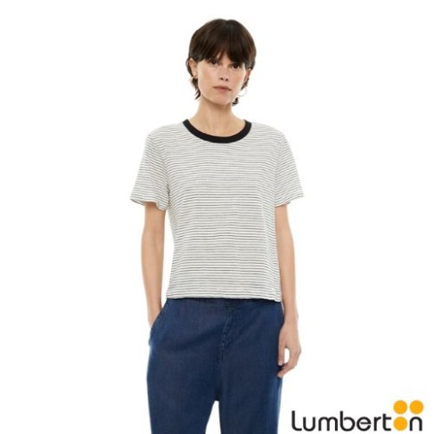 Camiseta Rayas Cuello Negro...