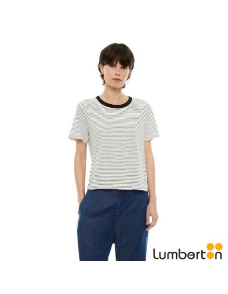 Camiseta Rayas Cuello Negro 307