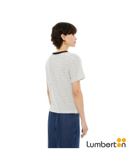 Camiseta Rayas Cuello Negro 307