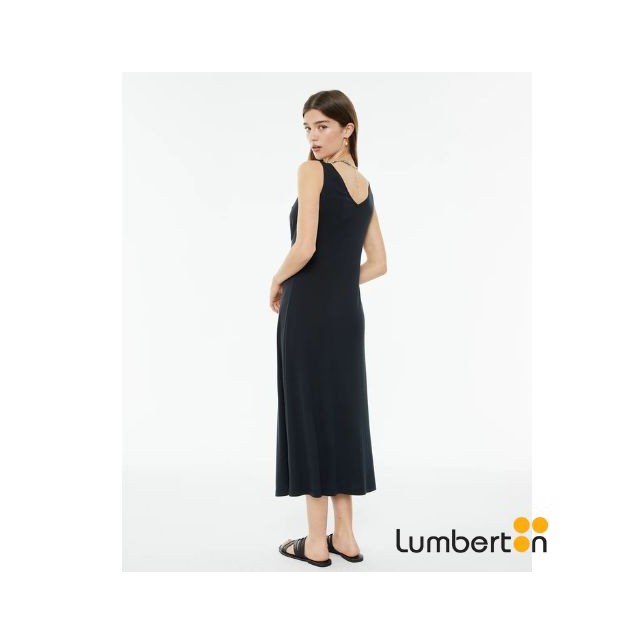 Vestido Largo Evasé Canalé Negro VE320