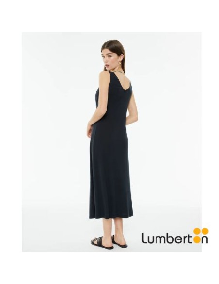 Vestido Largo Evasé Canalé Negro VE320