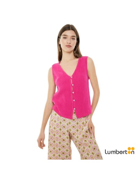 Top Tirante Botones Fucsia TO431F
