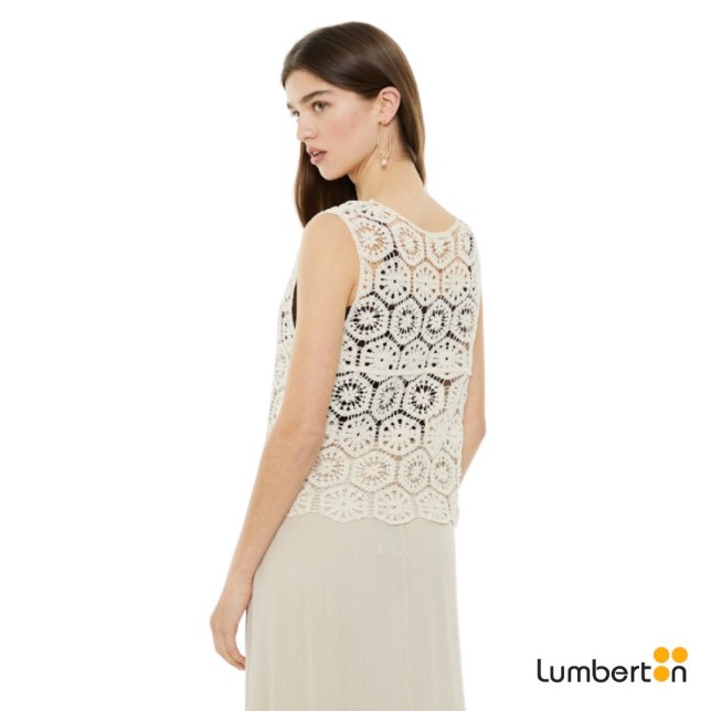 Chaleco Crochet Cierre Botones Crudo...