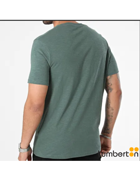 Camiseta básica con botones en cuello y bolsillo VerdeBRIANV