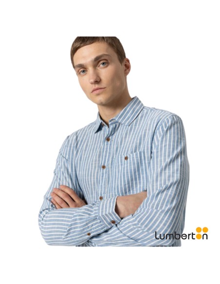 Camisa Lino rayas Blancas+AzulKIMBY