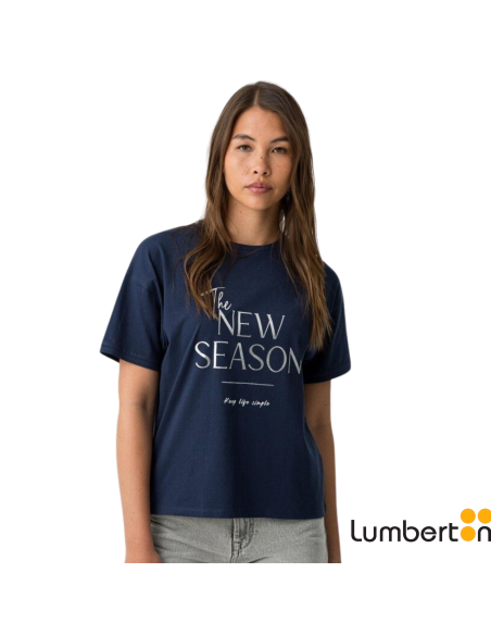 Camiseta C/Red M/C marino Letras PlataMAIZENAA