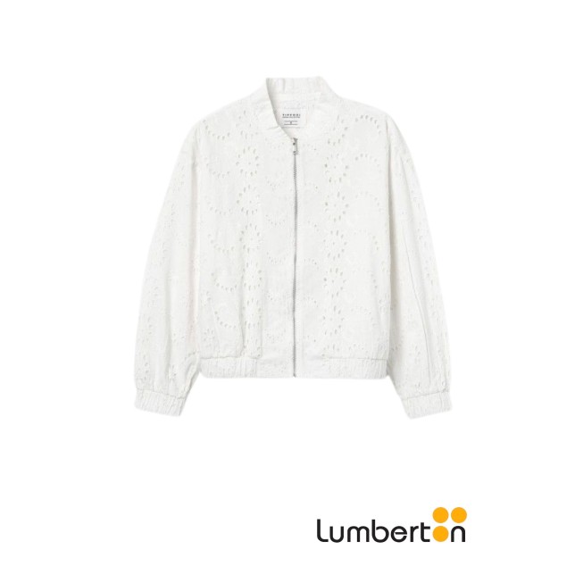 Cazadora cuello mao bordadado calado...