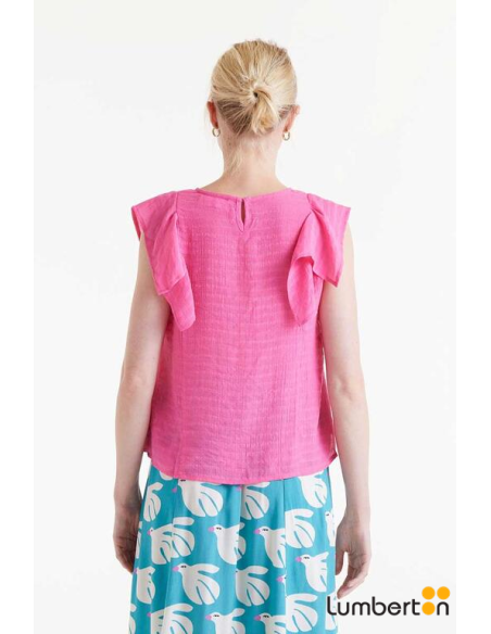Top Sin Mangas Volantes Rosa 11035