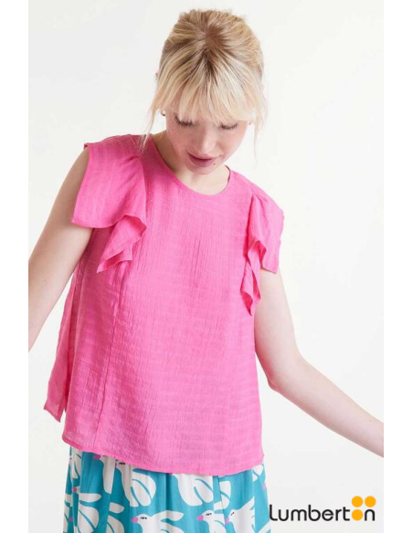 Top Sin Mangas Volantes Rosa 11035