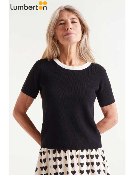 Jersey de Punto Manga Corta Negro 10334