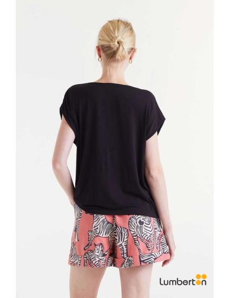 Top Manga Corta Negro 41042