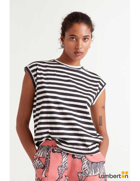 Camiseta Estampado Rayas Negras 42006