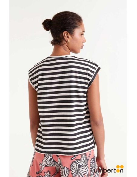 Camiseta Estampado Rayas Negras 42006