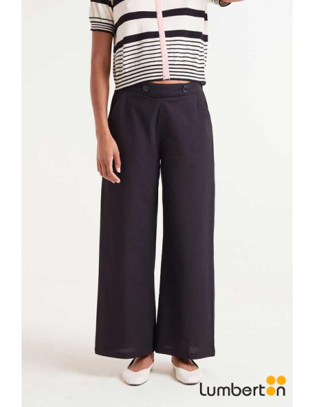 Pantalón Recto Botones Negro 43028