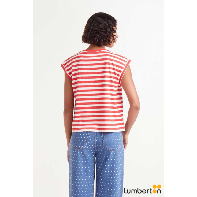 Camiseta Sin Mangas Rayas Rojas 42018