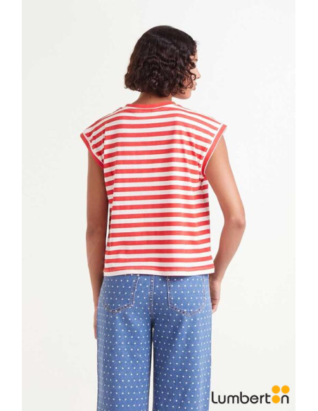 Camiseta Sin Mangas Rayas Rojas 42018