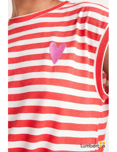 Camiseta Sin Mangas Rayas Rojas 42018