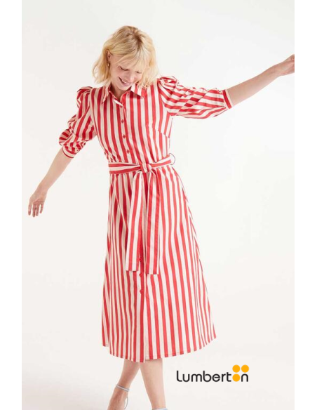 Vestido Midi Rayas Roja 40007