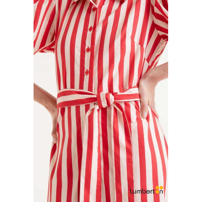 Vestido Midi Rayas Roja 40007