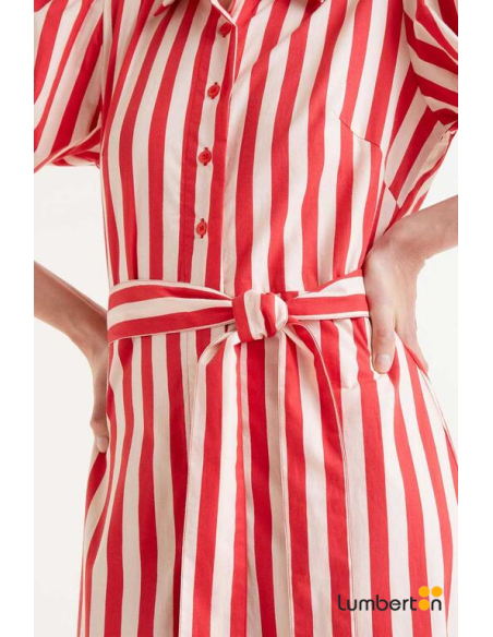 Vestido Midi Rayas Roja 40007