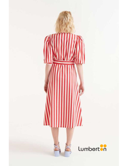 Vestido Midi Rayas Roja 40007